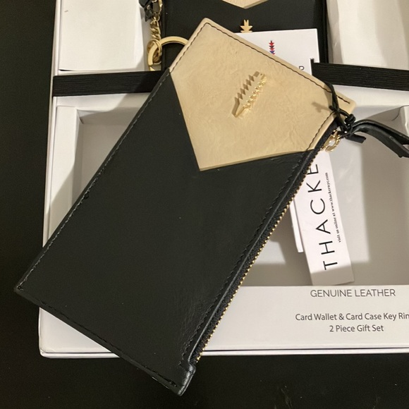 NWT NIB THACKER New York Card Wallet & card case key ring 2-pc gift set leather - Picture 6 of 8